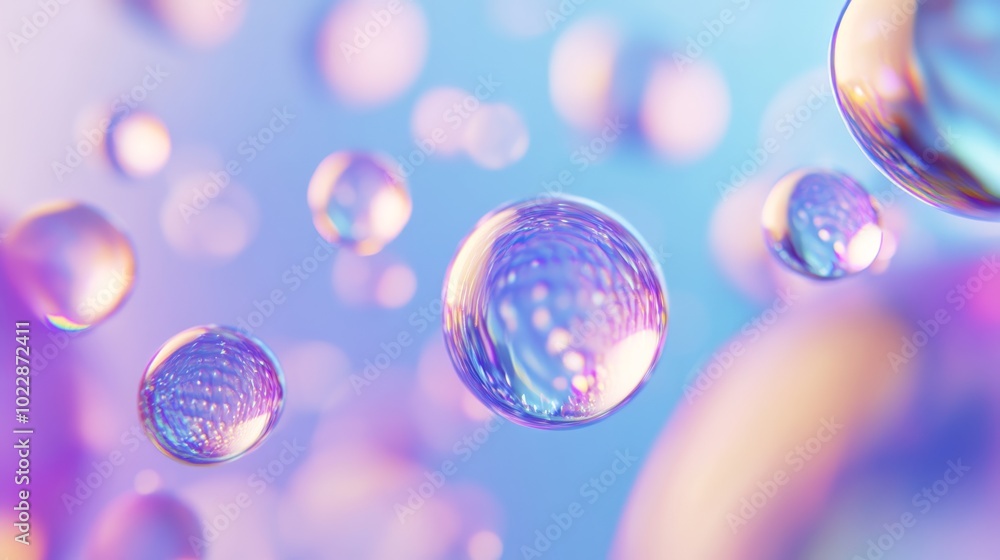Poster a vibrant background featuring iridescent bubbles floating in an ethereal atmosphere, showcasing a b
