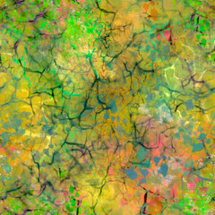 Tropics Green yellow shades Abstract blurry painted seamless pattern Bright natural colors Grunge effect Grainy multicolor background
