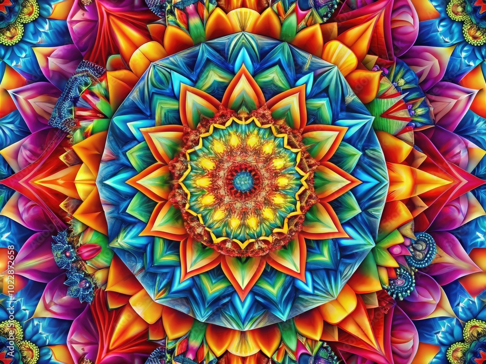 Poster vibrant geometric shapes and colorful patterns creating a modern abstract design for digital art