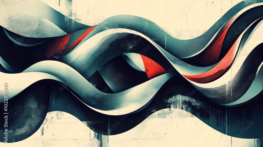 Poster Abstract waves in dynamic colors create a visually engaging composition.