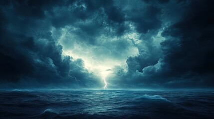 Obraz premium Stormy Seascape with Lightning