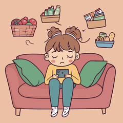 Online Grocery Shopping Illustration