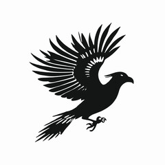 Obraz premium A black and white silhouette of a flying bird with outstretched wings 