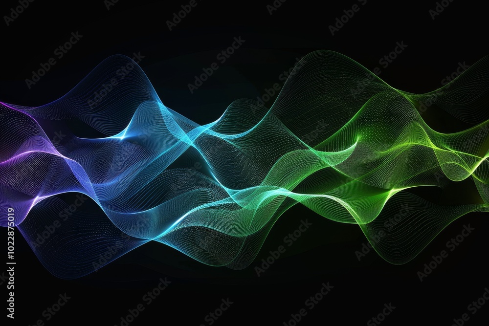 Poster vibrant waves of color intertwine and flow across a dark backdrop, creating a mesmerizing visual tha