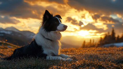border collie, photo of stock, place of text 