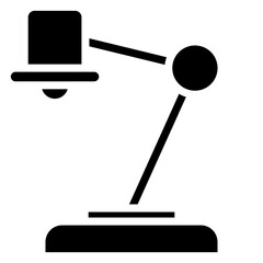 Desk Lamp Icon, Black And White Glyph Icon Symbol