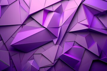 Fototapeta premium This striking composition features geometric shapes in various shades of purple, showcasing sharp angles and facets that create depth and visual interest in a bold design.
