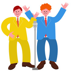 漫才師が漫才をしているイラスト