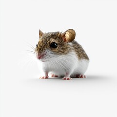 Cute Mouse on White Background in Raw Art Style