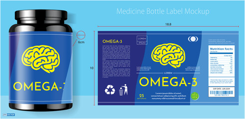Illustration of Medicine Bottle Label Mockup 