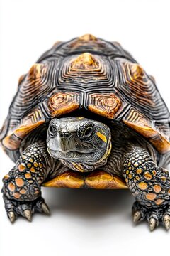 A turtle standing gracefully, isolate on white background, showcasing its unique shell patterns and gentle demeanor.