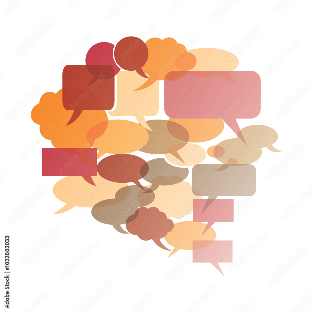 Poster big round speech bubble made from lots of small bubbles - template with retro style color shades of 