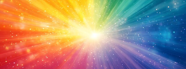 Fototapeta premium A vibrant burst of rainbow colors, radiating outward from the center in an explosion effect