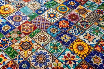 Fototapeta premium Vibrant Mosaic Tile Patterns for Home Decor, Flooring, and Artistic Interior Design Inspiration