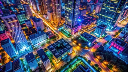 Fototapeta premium Vibrant Neon Colors and Futuristic Aesthetic in a Stylish Nighttime Urban Scene