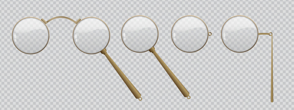 Golden glass monocle for hipster or gentelman	
