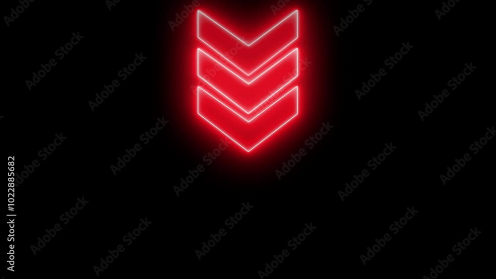 Poster red neon single line directional left blinking arrow animation. neon sign arrows animation light spr