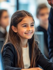 Obraz premium Smiling Girl Student with Teacher