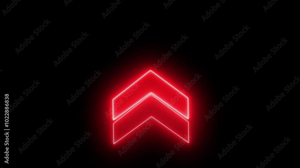 Poster red neon single line directional left blinking arrow animation. neon sign arrows animation light spr