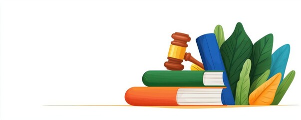 Search engine for legal consultations and online law services, flat design illustration