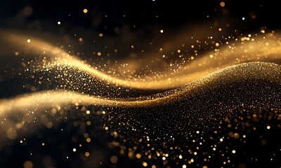 Bright golden wave on black background 