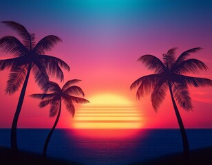 Sunset on tropical island sea beach panorama, ocean sunrise panoramic landscape