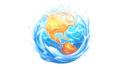Artistic representation of earth surrounded by water for world diabetes day awareness