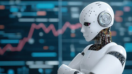 An artificial intelligence system analyzing business performance metrics, showcasing the integration of AI in business for innovation and enhanced decision-making.