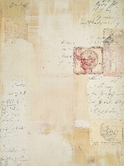 Vintage Parisian Elegance Texture with Script, Stamps