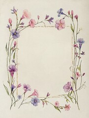 Watercolor Vintage Page with Floral Frame