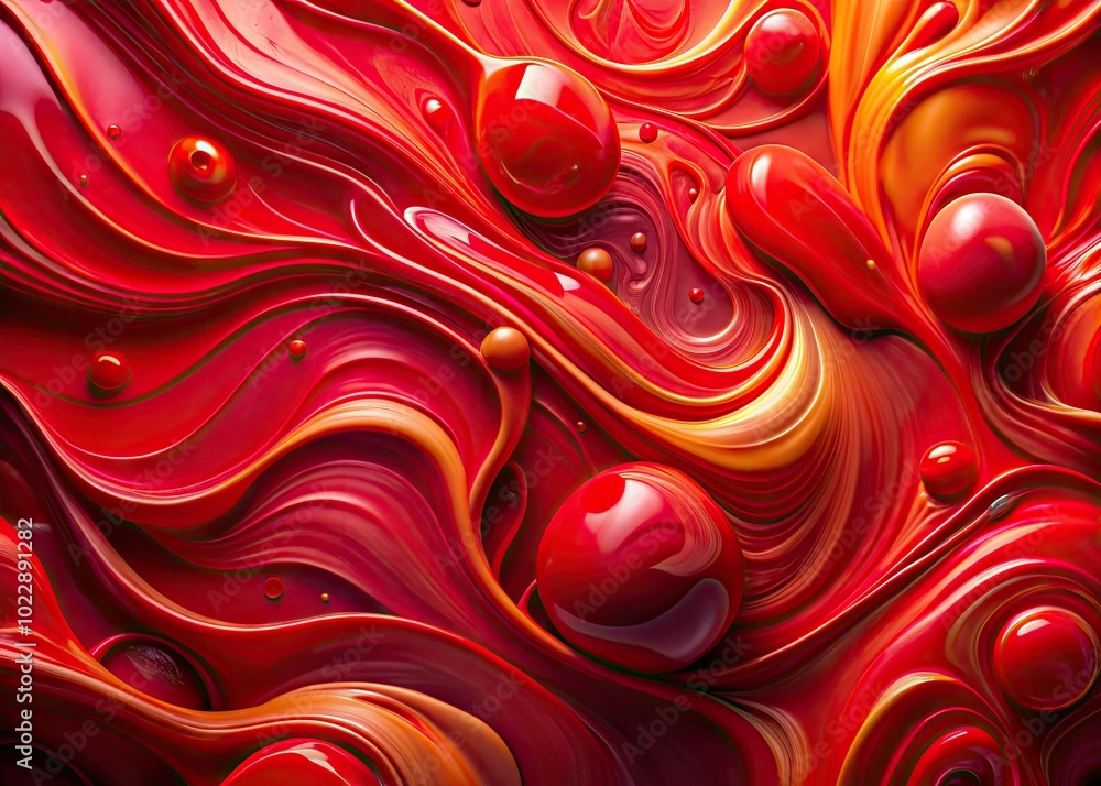Aufkleber vibrant red abstract background with fluid shapes and textures for creative design projects and art