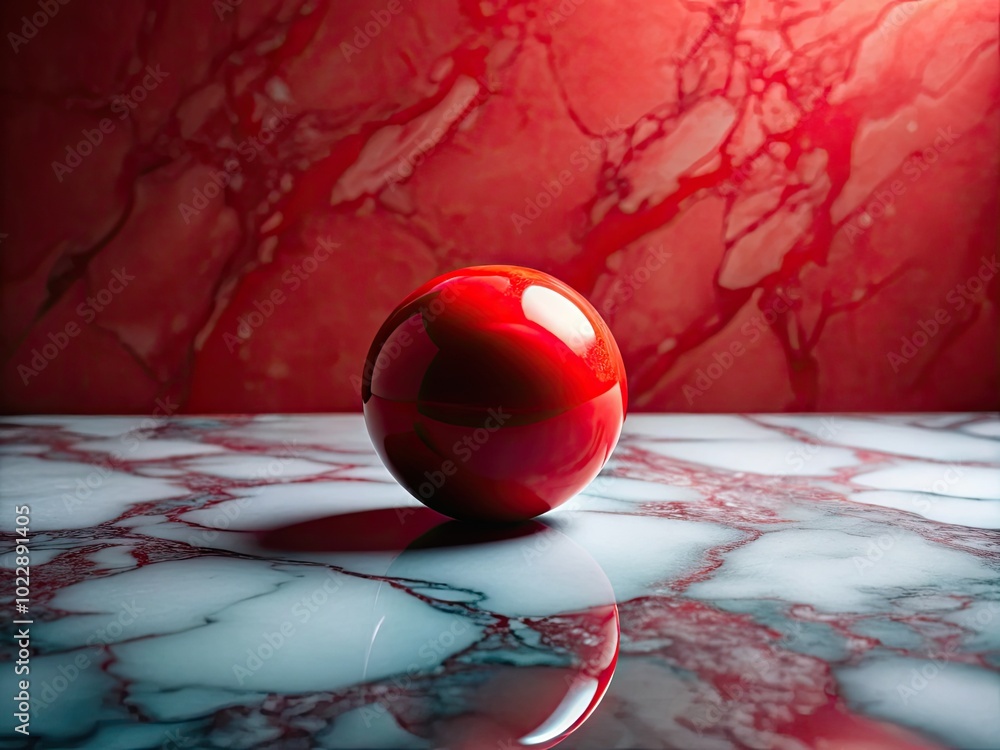 Poster vibrant red and elegant marble surface creating a striking contrast in abstract background design