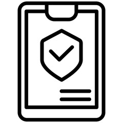 Clipboard With Check Mark Icon, Black And White Outline Icon Symbol