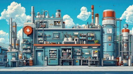 Fototapeta premium Futuristic Medical Factory