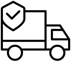 Delivery Insurance Icon, Black And White Outline Icon Symbol