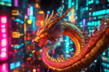 A dragon with a red body