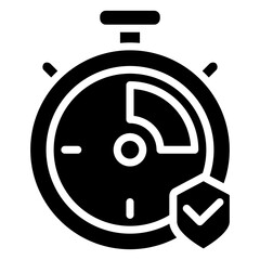 Stopwatch Icon, Black And White Glyph Icon Symbol