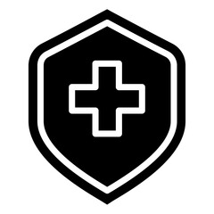 Health Insurance Icon, Black And White Glyph Icon Symbol