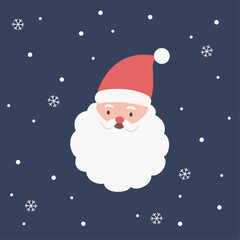 Santa Claus on a navy blue background.