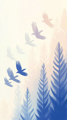 Obraz premium blue sky with clouds and sun, blue sky with clouds, flying birds