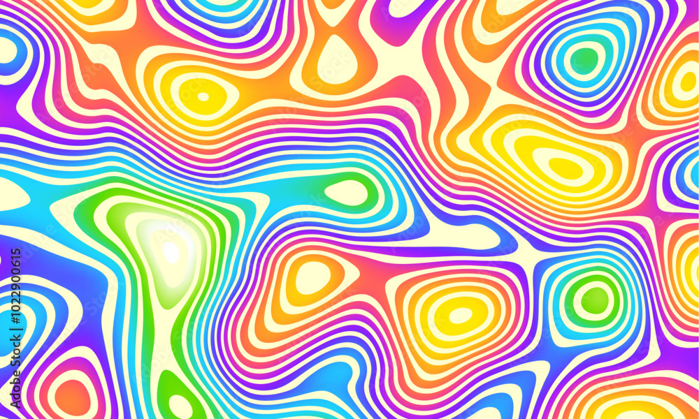 Poster grioovy psychedelic wave background for banner design. retro 60s 70s psychedelic pattern. modern wav