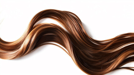 A top view of luscious medium brown hair extensions, laid out on a white background to showcase their rich color and healthy texture