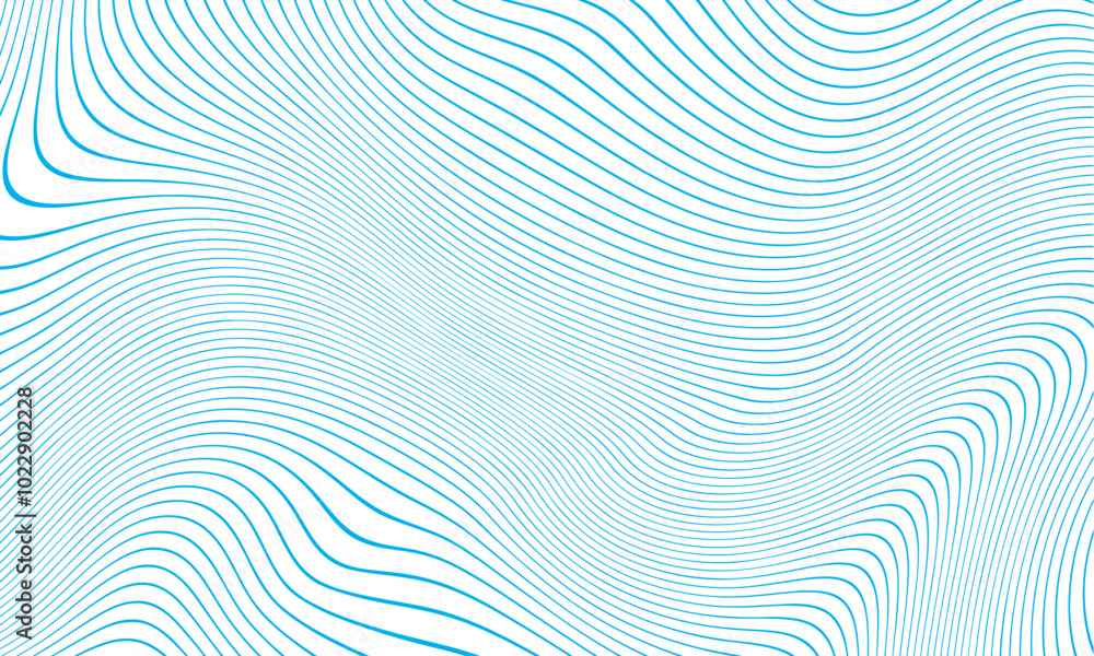 Fototapete abstract blue wave lines pattern on white background and texture. vector background
