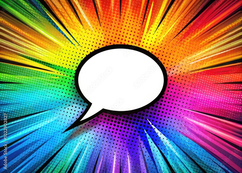 Poster vibrant yelling speech bubble with dynamic colorful background for expressive communication design