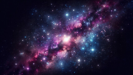 Naklejka premium Colorful Starry Galaxy with Vibrant Nebulae and Shining Stars