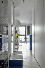 The modern and stylish design of an interior hallway embraces a minimalist aesthetic perfectly