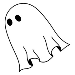 cute spooky ghost outline flying illustration
