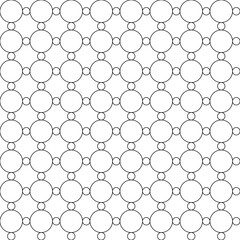 Fototapeta premium Grid of big and small rings. Contour drawing isolated on a white background. Seamless pattern, geometric shapes. Grid, template for design. Background for paper, cover, textile, dishes, interior decor