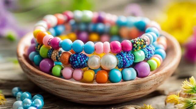 Kids can make their own colorful necklaces and bracelets with beads and pearls.They can also create fun beaded bracelets for themselves or others.It's a great way for kids to be creative and have fun