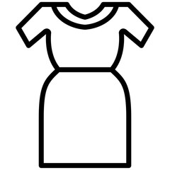 Dress Icon, Black And White Outline Icon Symbol